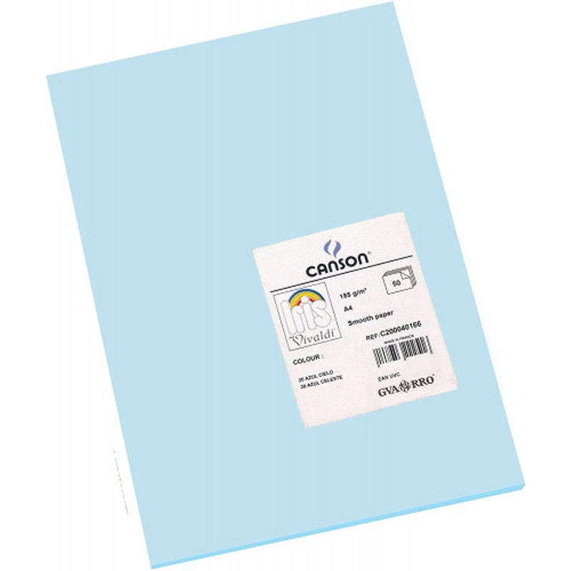 PAQUETE 50 HOJAS CARTULINA IRIS A4 185G AZUL CIELO GUARRO CANSON C200040166 PAQUETE 50 HOJAS CARTULINA IRIS A4 185G AZUL CIELO GUARRO CANSON C200040166