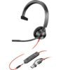 POLY Auriculares monoaurales Blackwire 3315 con certificación Microsoft Teams USB-C + Conector de 3,5 mm + Adaptador USB-C/A