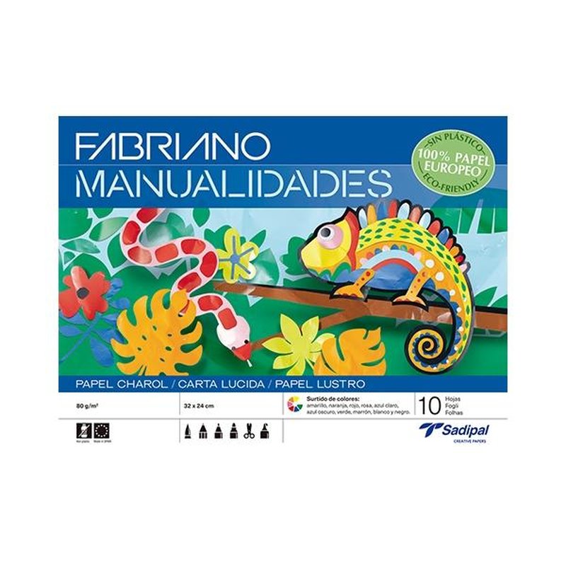 SADIPAL CUADERNO MANUALIDADES 10H PAPEL CHAROL 32X24CM COLORES SURTIDOS