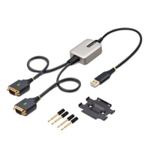 StarTech.com 2P1FFC-USB-SERIAL cambiador de género para cable USB-A 2 x DB-9 RS-232 Negro, Gris