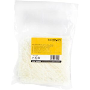 StarTech.com Bridas Ataduras de 10cm para Cables - Ancho 2mm, Diámetro del Haz 22mm, 8kg de Resistencia, Ataduras de Cremallera de Nylon Autobloqueantes, UL 94V-2, Paquete de 1000 - Blanco StarTech.com Bridas Ataduras de 10cm para Cables - Ancho 2mm, Diámetro del Haz 22mm, 8kg de Resistencia, Ataduras de Cremallera de Nylon Autobloqueantes, UL 94V-2, Paquete de 1000 - Blanco