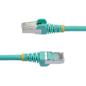 StarTech.com Cable de 3m de Red Ethernet CAT6a - Aguamarina - Low Smoke Zero Halogen (LSZH) - 10GbE - 500MHz - PoE++ de 100W - Snagless sin Pestillo - RJ-45 - Cable de Red S/FTP