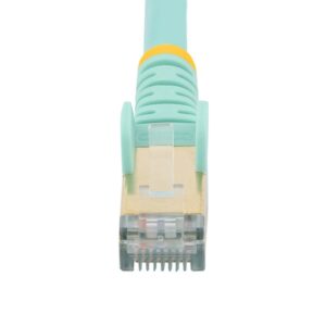 StarTech.com Cable de 7,5m de Red Ethernet Cat6a Aqua sin Enganches con Alambre de Cobre