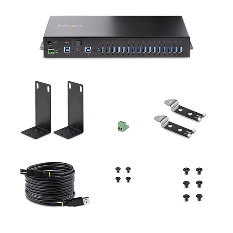 StarTech.com Hub Ladrón USB 3.0 5Gb de 16 Puertos Industrial - Metal - Montaje en Rack/Superficie/DIN - Carga Compartida USB 120W - ESD - Bloque de Terminales - Switch de 2 Hosts - Imagen 10