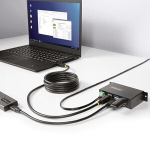 StarTech.com Hub USB Industrial de 4 Puertos Gestionado - Servicio Pesado - Caja de Metal - Protección ESD y Sobretensión - Montaje DIN, Pared, Escritorio - USB 3.2 Gen 1 5Gbps