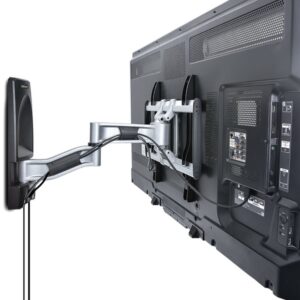 StarTech.com Soporte de Montaje Articulado de Pared para Televisores - Soporte VESA de Pared - Soporta TV Plano o Curvos de 65" o 45kg - Perfil Bajo Retraible - de Esquina