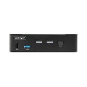 StarTech.com Switch Conmutador KVM DisplayPort de 2 Puertos - 8K60/4K144 - para Un Monitor - DP 1.4 - 2x USB 3.0 - 4x USB 2.0 HID - Conmutado por Botones y Teclas de Acceso Rápido - TAA