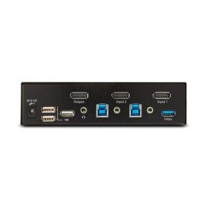 StarTech.com Switch Conmutador KVM DisplayPort de 2 Puertos - 8K60/4K144 - para Un Monitor - DP 1.4 - 2x USB 3.0 - 4x USB 2.0 HID - Conmutado por Botones y Teclas de Acceso Rápido - TAA