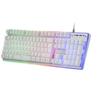 Mars Gaming MCPXWPT, Combo Teclado H-Mech+Ratón Ultraligero+Alfombrilla XXL, Blanco, PT