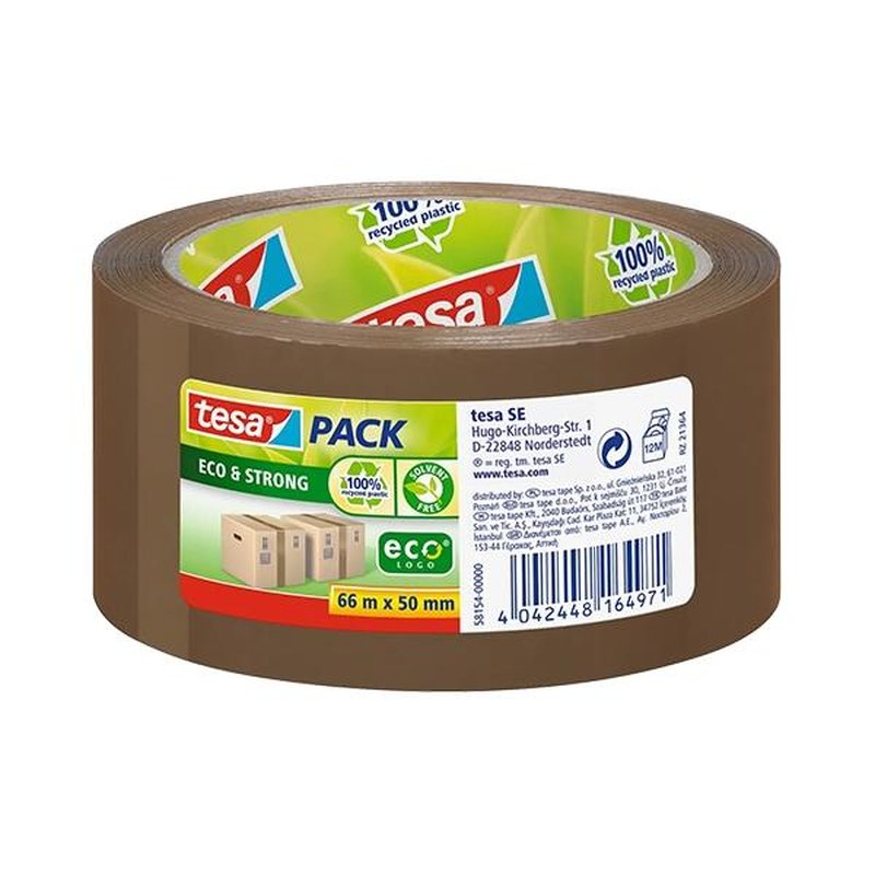 TESA Precinto ecologico Tesapack Eco&Strong PP reciclado 66mx50mm marron