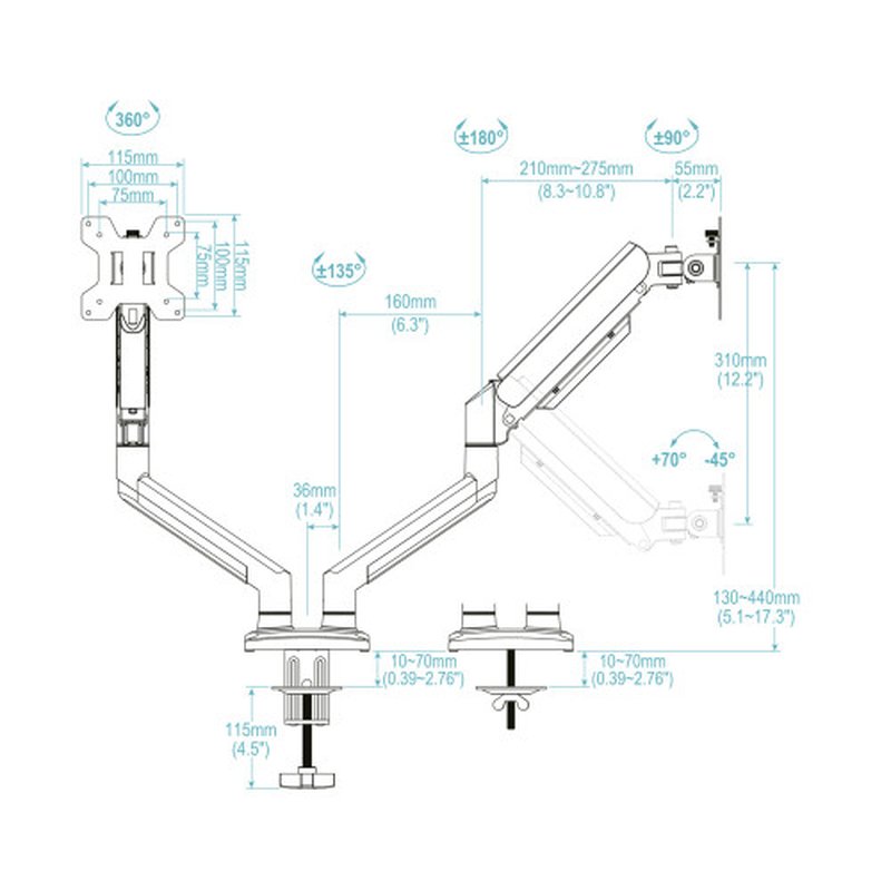 TooQ DB1434TNR-B soporte para monitor 86,4 cm (34") Escritorio Negro TooQ DB1434TNR-B soporte para monitor 86,4 cm (34") Escritorio Negro - Imagen 7