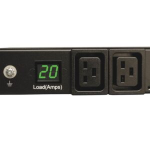 Tripp Lite PDUMH20HV PDU Monofásico con Medidor Digital de 3.2-3.8 kW, 200V ~ 240V (8 C13 & 2 C19), Adaptador C20 / L6-20P, Cable de 3.66 m [12 pies], para Instalación en Rack de 1U, TAA