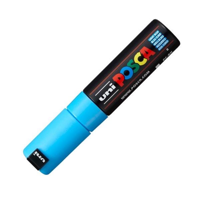 UNI-BALL Marcador pintura base agua Uni Posca PC-8K trazo 8mm azul claro