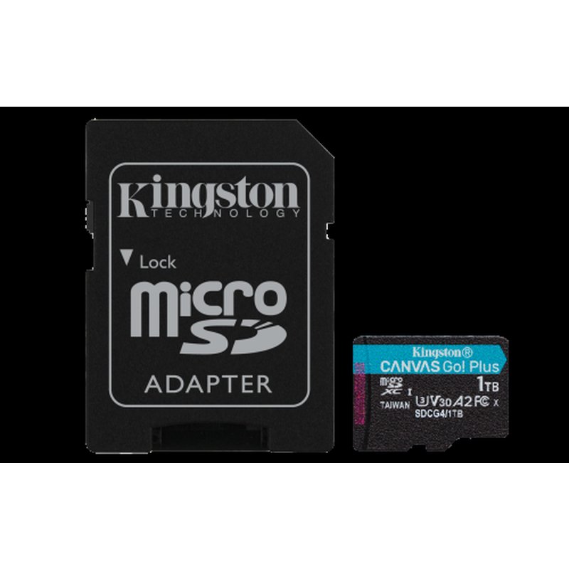 Kingston Technology Tarjeta microSDXC Canvas Go Plus Gen4 de 1 TB, 200 MB/s, A2 U3 V30 y adaptador Kingston Technology Tarjeta microSDXC Canvas Go Plus Gen4 de 1 TB, 200 MB/s, A2 U3 V30 y adaptador