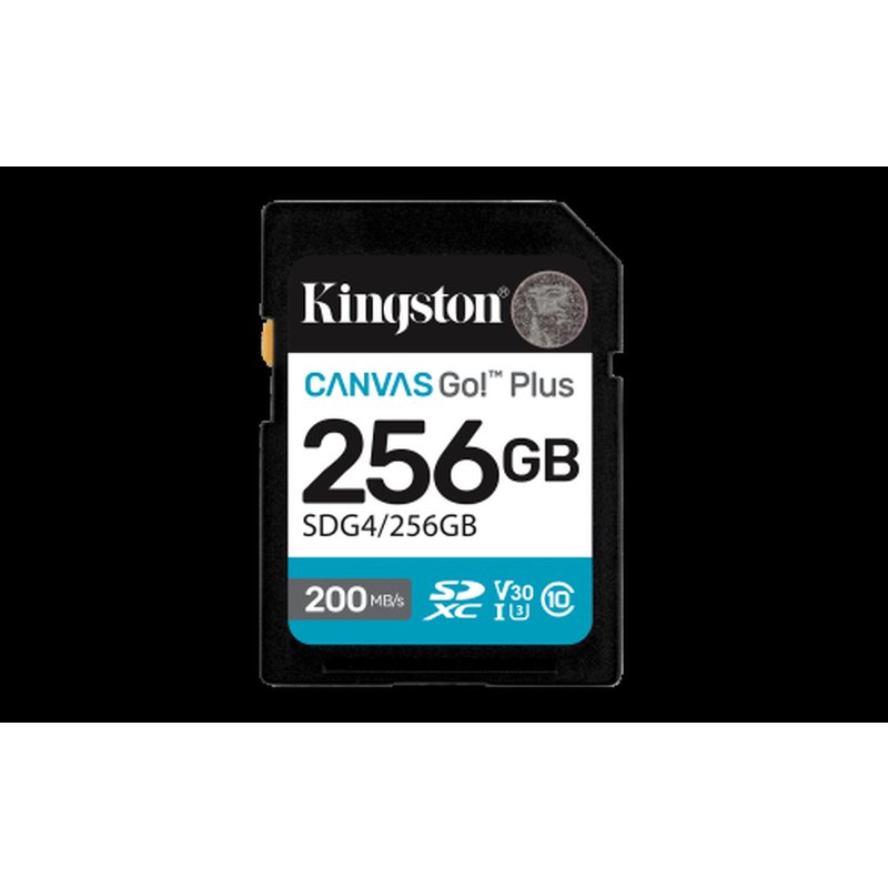 Kingston Technology 256GB SDXC Canvas Go Plus Gen4 200MB/s C10 UHS-I U3 V30 Kingston Technology 256GB SDXC Canvas Go Plus Gen4 200MB/s C10 UHS-I U3 V30