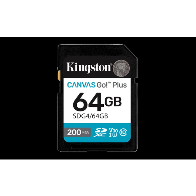 Kingston Technology 64GB SDXC Canvas Go Plus Gen4 200MB/s C10 UHS-I U3 V30 Kingston Technology 64GB SDXC Canvas Go Plus Gen4 200MB/s C10 UHS-I U3 V30