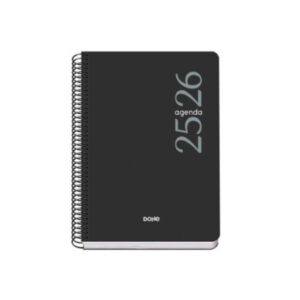 AGENDA ESCOLAR 2025-2026 TAMAÑO A5 TAPA POLIPROPILENO DÍA PÁGINA MODELO ESENCIAL BASIC NEGRO DOHE 52075