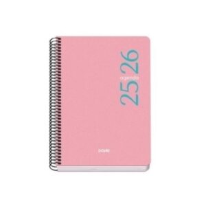 AGENDA ESCOLAR 2025-2026 TAMAÑO A5 TAPA POLIPROPILENO SEMANA VISTA MODELO ESENCIAL BASIC ROSA DOHE 52069