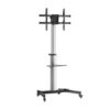 AISENS Floor Stand with Wheel, DVD Tray for Monitor/TV 50Kg from 37-86, Black-Silver