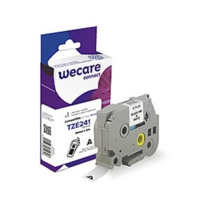 ARMOR WECARE Etiqueta Blanca Texto negro para BROTHER TZE241  18MM*8M