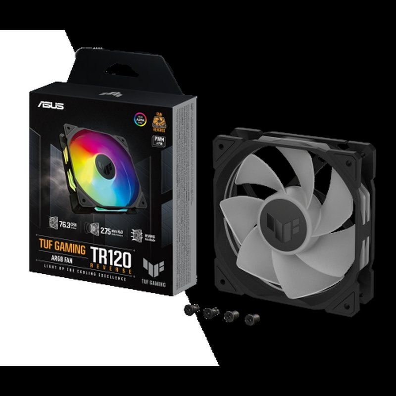 ASUS TUF Gaming TR120 ARGB Reverse Fan - Single Pack Carcasa del ordenador Ventilador 12 cm Negro - Imagen 9