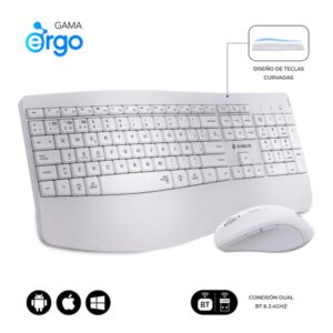 TECLADO + MOUSE SUBBLIM WIRELESS ERGO OFFICE PROWAVE DUAL WHITE