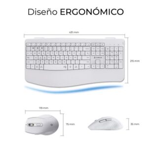 TECLADO + MOUSE SUBBLIM WIRELESS ERGO OFFICE PROWAVE DUAL WHITE
