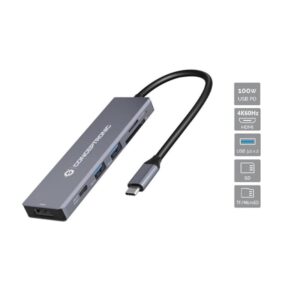 Conceptronic DONN23G base para portátil y replicador de puertos Alámbrico USB 3.2 Gen 1 (3.1 Gen 1) Type-C Gris