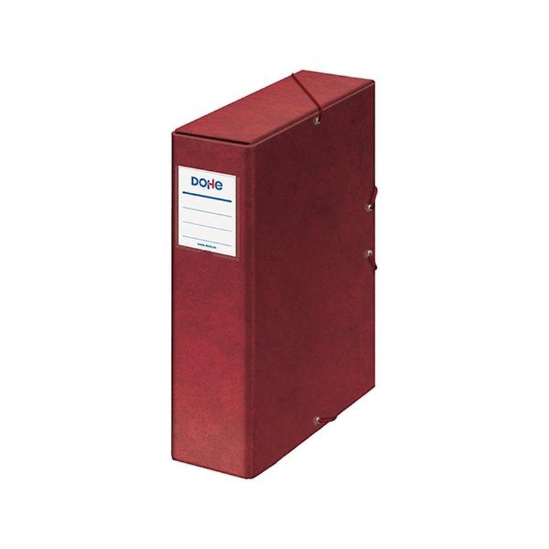 DOHE Caja de proyectos carton forrado lomo 90mm con etiqueta 245x350mm rojo
