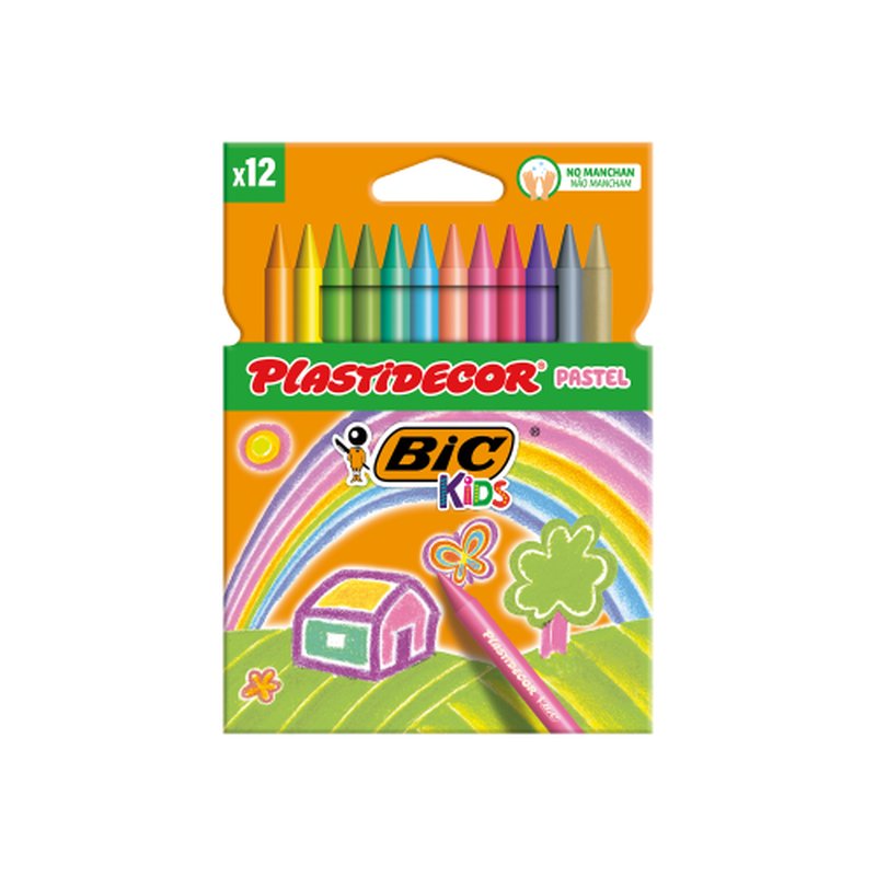 ESTUCHE 12 CERAS DE COLORES PASTEL PLASTIDECOR PASTEL BIC 9339613