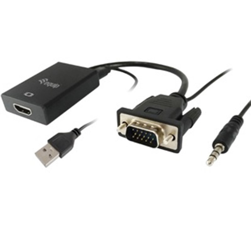 Equip 119038 adaptador de cable de vídeo 0,2 m VGA (D-Sub) + 3,5mm DVI-D + USB Negro Equip 119038 adaptador de cable de vídeo 0,2 m VGA (D-Sub) + 3,5mm DVI-D + USB Negro