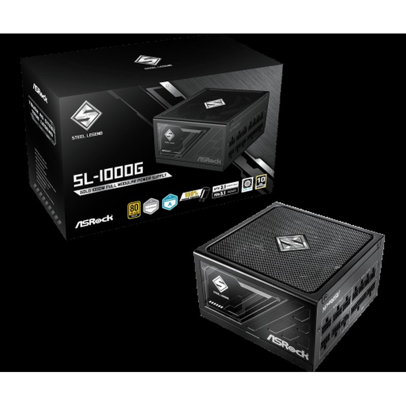FUENTE ALIMENTACION ASROCK SL-1000G,PSU,1000W,80 PLUS GOLD,135MM,MODULAR,PCI-E 5.1 (12+4pin)x1,PCI-E (6+2 pin)x3,SATA (5 pin)x9 FUENTE ALIMENTACION ASROCK SL-1000G,PSU,1000W,80 PLUS GOLD,135MM,MODULAR,PCI-E 5.1 (12+4pin)x1,PCI-E (6+2 pin)x3,SATA (5 pin)x9