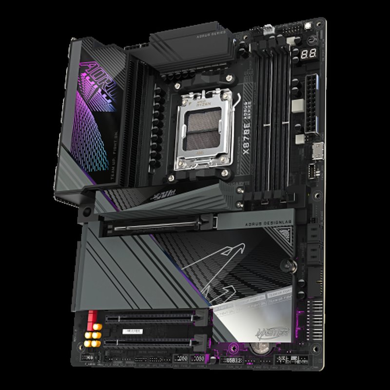 GIGABYTE Placa base X870E AORUS MASTER - Compatible con CPUs AMD Ryzen 9000, VRM digital de 16+2+2 fases, hasta 8200MHz DDR5 (OC), 4xPCIe 5.0 + 4xM.2, Wi-Fi 7, LAN 5GbE, USB 3.2 Gen 2x2 - Imagen 4