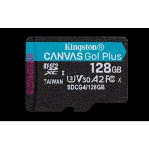 Kingston Technology Tarjeta microSDXC Canvas Go Plus Gen4 de 128 GB, 200 MB/s, A2 U3 V30 y adaptador