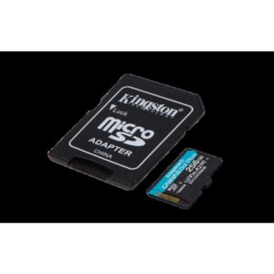 Kingston Technology Tarjeta microSDXC Canvas Go Plus Gen4 de 256 GB, 200 MB/s, A2 U3 V30 y adaptador