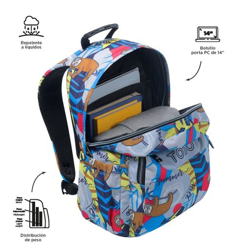 MOCHILA ACUARELES LAZEL (33 X 44 X 14) - 20L TOTTO MA04ECO021-2416N-6YB MOCHILA ACUARELES LAZEL (33 X 44 X 14) - 20L TOTTO MA04ECO021-2416N-6YB - Imagen 4