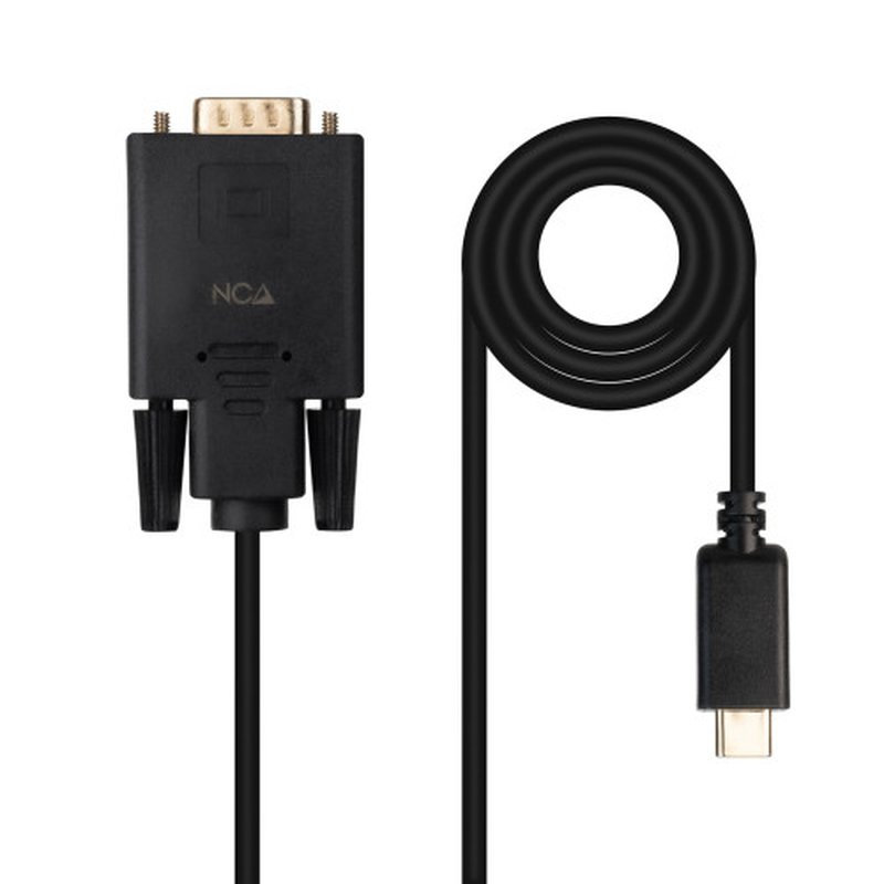 Nanocable Cable Conversor USB-C/M a VGA/M, 1.8 m, Negro