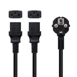 Nanocable Cable de Alimentación CEE7/M a 2xC13/H, Negro, 3 m