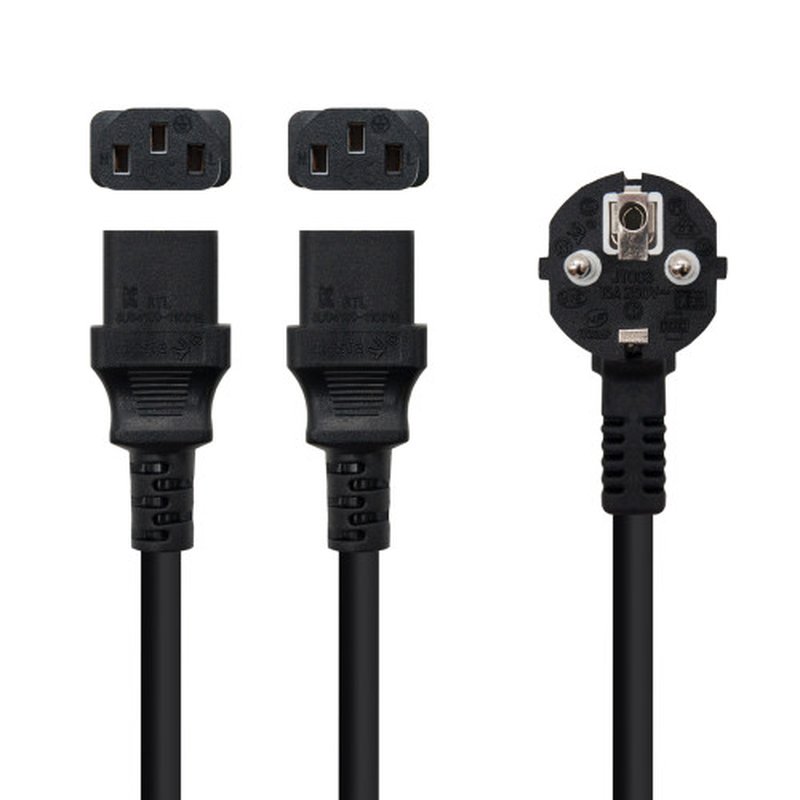 Nanocable Cable de Alimentación CEE7/M a 2xC13/H, Negro, 3 m - Imagen 2