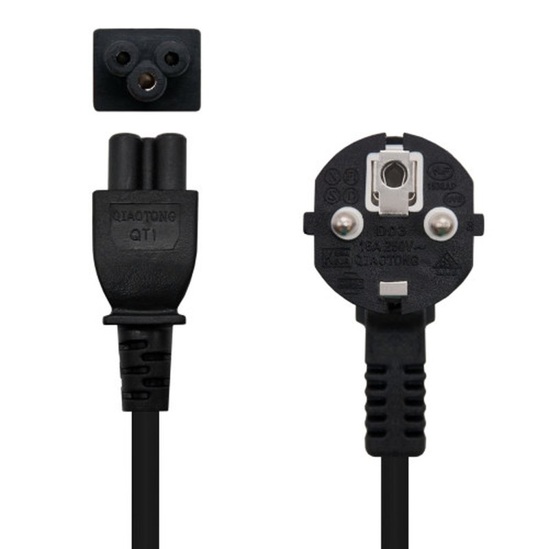 Nanocable Cable de Alimentación Trébol, CEE7 acodado/M-C5/H, Negro, 2 m Nanocable Cable de Alimentación Trébol, CEE7 acodado/M-C5/H, Negro, 2 m - Imagen 2