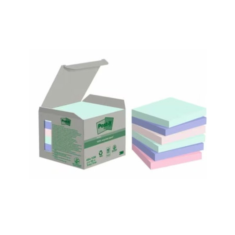 PACK 6 BLOCS 100 HOJAS NOTAS RECICLADAS ADHESIVAS 76X76MM COLORES SURTIDO PASTEL CAJA CARTÓN 654-1GB-N POST-IT 7100259123 PACK 6 BLOCS 100 HOJAS NOTAS RECICLADAS ADHESIVAS 76X76MM COLORES SURTIDO PASTEL CAJA CARTÓN 654-1GB-N POST-IT 7100259123