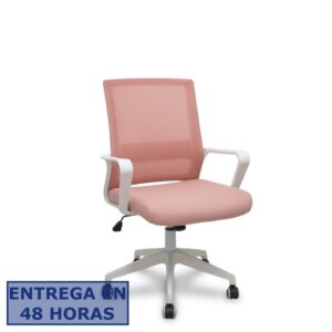 PIQUERAS Y CRESPO FOROL Silla Ergo535 blanca basculante respaldo malla rosa asiento tela rosa ruedas nailon