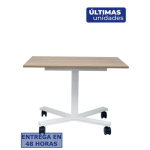 PIQUERAS Y CRESPO Mesa Griego regulable color natural, estructura blanca y ruedas. ¡Ultimas unidades!!