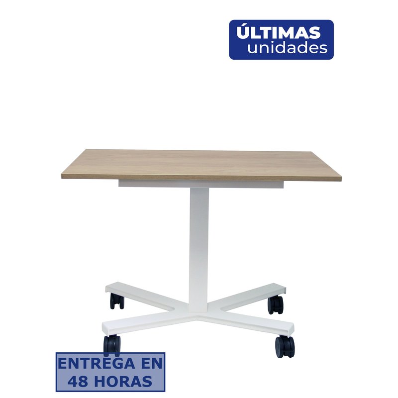 PIQUERAS Y CRESPO Mesa Griego regulable color natural, estructura blanca y ruedas. ¡Ultimas unidades!!