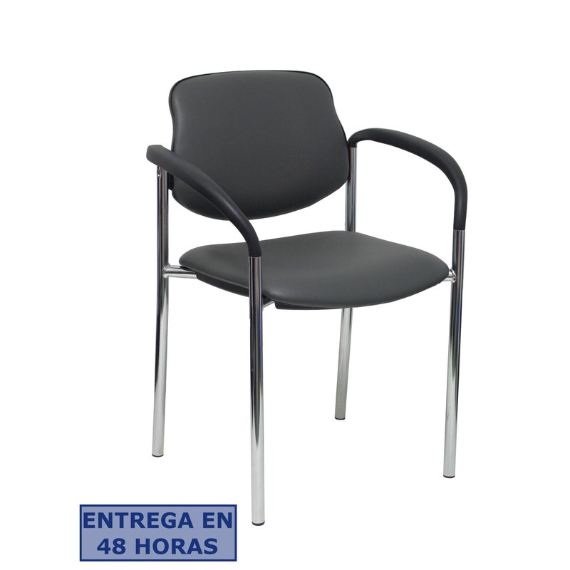 PIQUERAS Y CRESPO NOWY STYL Silla fija Styl similpiel gris oscuro chasis cromo con brazos