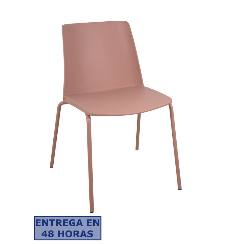 PIQUERAS Y CRESPO Pack 4 sillas Orgaz PVC rosa chasis rosa