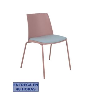 PIQUERAS Y CRESPO Pack 4 sillas Orgaz bali gris claro carcasa rosa y chasis rosa