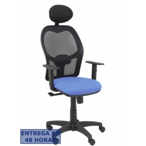 PIQUERAS Y CRESPO Silla Alocen malla negra asiento bali azul claro brazos regulables cabecero fijo