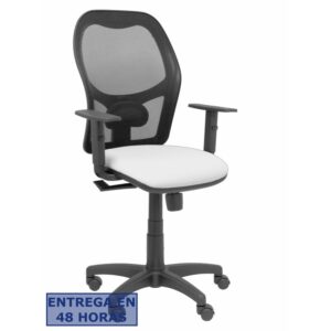 PIQUERAS Y CRESPO Silla Alocen malla negra asiento bali blanco brazos regulables