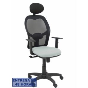 PIQUERAS Y CRESPO Silla Alocen malla negra asiento bali gris claro brazos regulables cabecero fijo